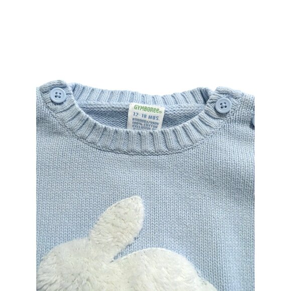 Baby Blue Knit Sweater With Bunny Appliqué By Gymboree 12-18 Mos - Picture 2 of 4